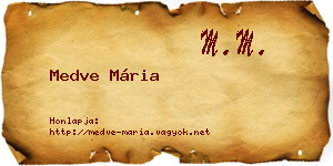 Medve Mária névjegykártya